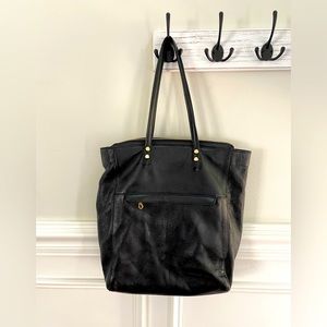 Soft Black Pebbled Leather Tote Purse